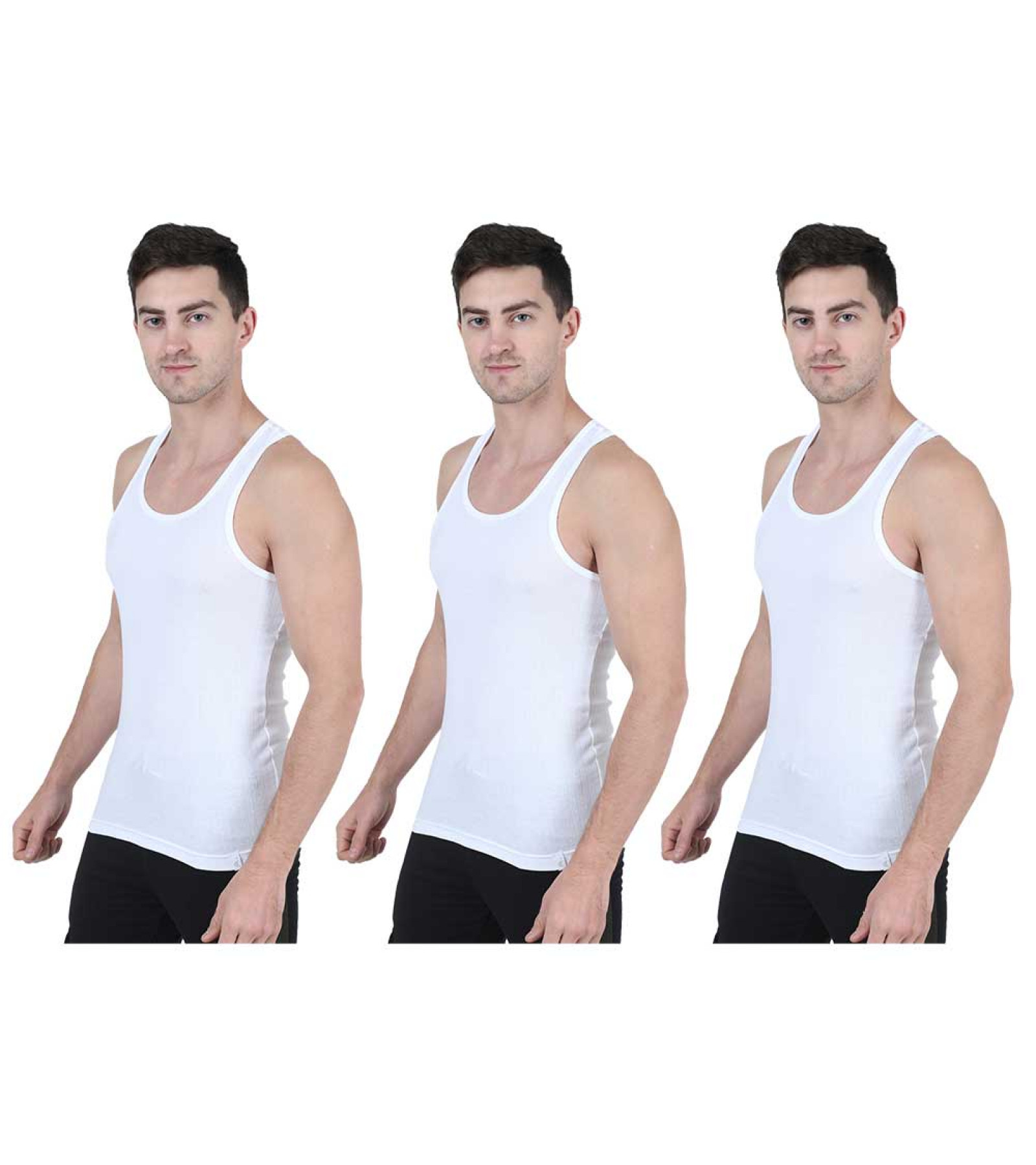 Men's Sleeveless Vest Combo Pack of 3 - Integra White